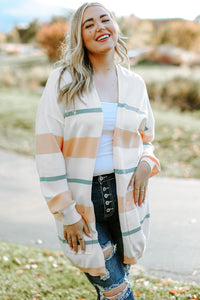Cozy Cottage Striped Open Front Cardigan