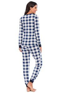 Snuggle Up In Plaid Round Neck Top and Pant Pajama Set (2 color options)