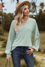 Load image into Gallery viewer, Always On Time Notched Neck Raglan Sleeve Blouse
