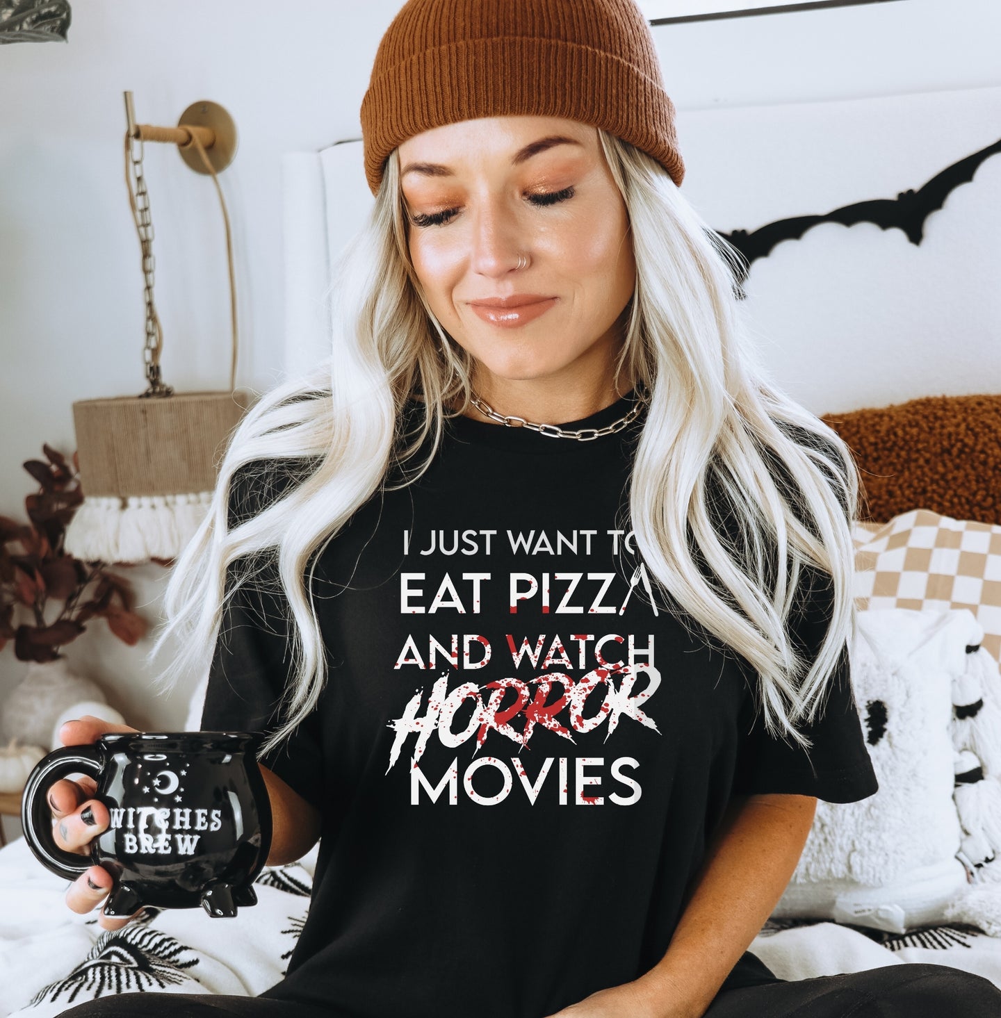 Eat Pizza and Watch Horror Movies Graphic T-Shirt