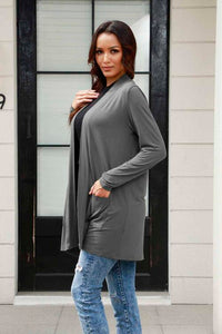 Easy Going Open Front Long Sleeve Cardigan with Pockets (multiple color options)