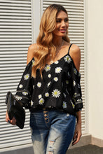Load image into Gallery viewer, Capture Attention Printed Cold-Shoulder Three-Quarter Flare Sleeve Blouse
