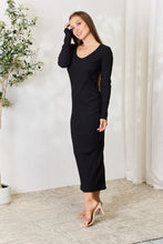 Load image into Gallery viewer, Cocktails At Night Ribbed Long Sleeve Midi Slit Dress

