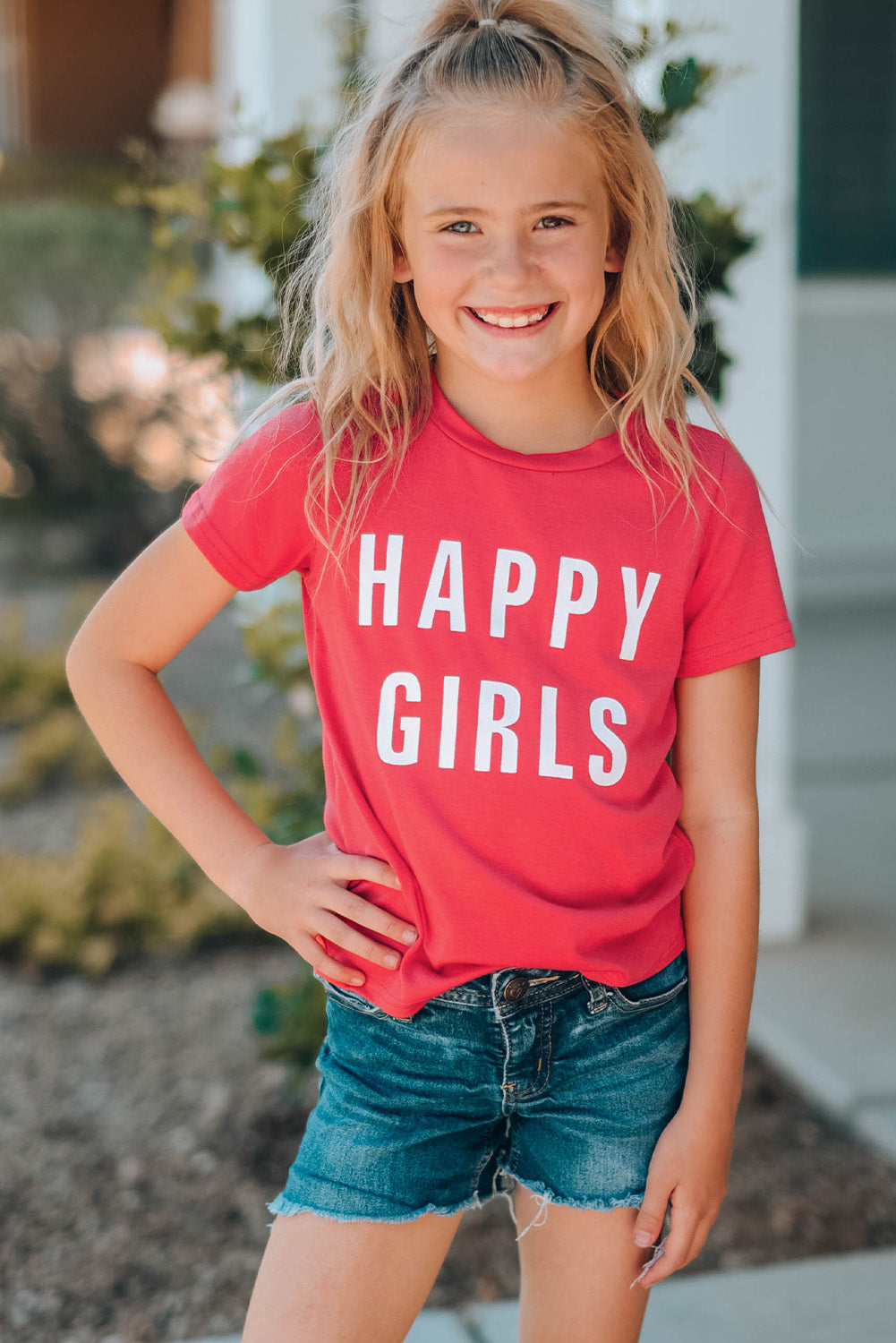Happy Girls Graphic Short Sleeve T-Shirt - Girls