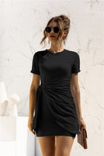 Load image into Gallery viewer, A Side of Sass Round Neck Cuffed Sleeve Side Tie Dress (multiple color options)
