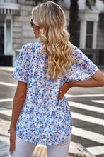 Load image into Gallery viewer, Sweet Moments Floral Notched Neck Flutter Sleeve Blouse (multiple color/print options)
