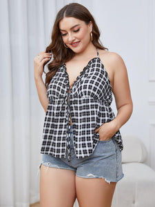 Keep You In Check Plaid Halter Neck Cami