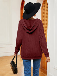 Everyday Ease Lace-Up Long Sleeve Hoodie (multiple color options)