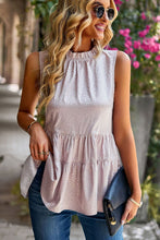 Load image into Gallery viewer, Napa Valley Dotted Frill Trim Sleeveless Tiered Top
