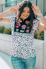Load image into Gallery viewer, Mornings In Mexico Leopard Notched Neck Short Sleeve Tee

