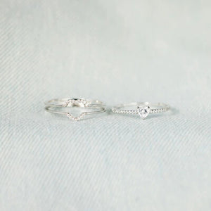 Dual Hearts Embrace: 925 Sterling Silver Double Heart-Shaped Rings