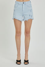 Load image into Gallery viewer, High Rise Distressed Detail Denim Shorts by Risen
