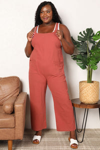 Autumn Brunch Wide Leg Overalls with Front Pockets