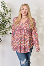 Load image into Gallery viewer, It&#39;s Her Journey Geometric V-Neck Babydoll Top

