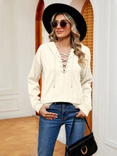 Load image into Gallery viewer, Everyday Ease Lace-Up Long Sleeve Hoodie (multiple color options)
