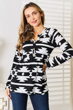 Load image into Gallery viewer, Making Dreams Come True Geometric Notched Neck Long Sleeve Top
