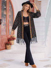 Load image into Gallery viewer, Wanderlust Whimsy Printed Fringe Detail Cardigan
