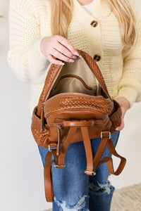 The Stylish Sidekick Large Vegan Leather Woven Backpack