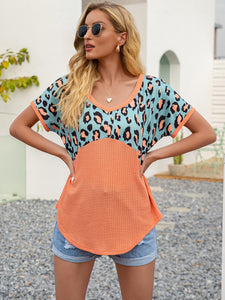 Leopard Love Waffle-Knit Short Sleeve Top (multiple color options)