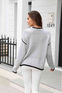 Snow-Capped Peaks Round Neck Long Sleeve Waffle-Knit Sweater (multiple color options)