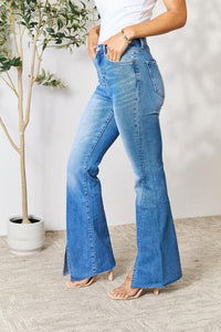 Full of Secrets Slit Flare Jeans by Bayeas