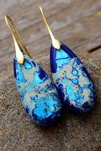 Load image into Gallery viewer, Handcrafted Teardrop Shape Natural Stone Dangle Earrings (multiple color options)
