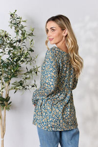 Ready To Go Floral Half Button Long Sleeve Blouse