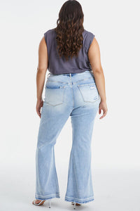 Alexandra Distressed Raw Hem High Waist Flare Jeans by Bayeas