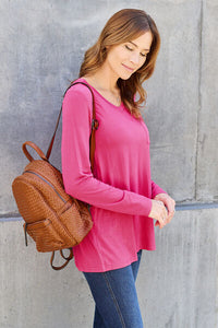 Everyday Happiness V-Neck Long Sleeve Top (multiple color options)