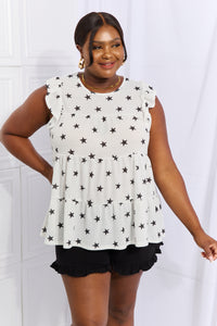 Shine Bright Butterfly Sleeve Star Print Top