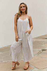 Day In The Sun Multi Colored Striped Jumpsuit with Pockets