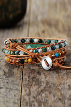 Load image into Gallery viewer, Handcrafted Three Layer Natural Stone &amp; Agate Wrapped Bracelet
