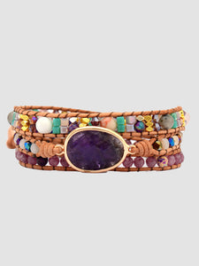 Handcrafted Triple-Layer Amethyst Bracelet