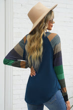 Load image into Gallery viewer, Serene Simplicity Color Block Curved Hem Long Sleeve Tee (multiple color options)
