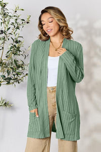 Chilly Days & Nights Ribbed Open Front Cardigan with Pockets  (multiple color options)