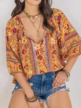 Load image into Gallery viewer, Wildflower Whimsy Printed Tie Neck Blouse

