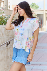 One And Only Short Sleeve Floral Print Top