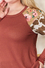 Load image into Gallery viewer, Consistently Cute Leopard Waffle-Knit Top in Rust
