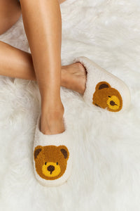 Teddy Bear Print Plush Slide Slippers (multiple color options)