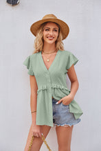Load image into Gallery viewer, Happiness Awaits V-Neck Ruffle Trim Top (multiple color options)
