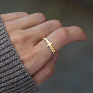 Always Faithful: Zircon 925 Sterling Silver Cross Ring (silver or gold)