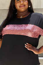 Load image into Gallery viewer, Shine Bright Center Mesh Sequin Top in Black/Mauve

