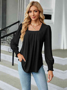 Casual Coolness Square Neck Puff Sleeve Blouse (multiple color options)