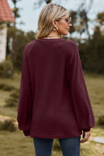 Load image into Gallery viewer, Always On Time Notched Neck Raglan Sleeve Blouse
