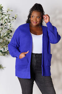 Layer Me Up Waffle-Knit Open Front Cardigan in Bright Blue