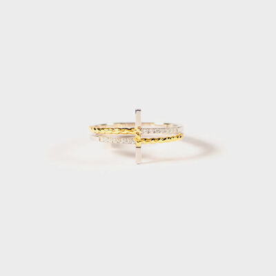 Sacred Faith: Cross Zircon 18K Gold-Plated 925 Sterling Silver Ring