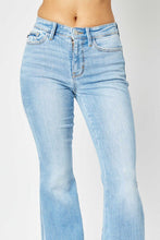 Load image into Gallery viewer, Lorelei Mid Rise Raw Hem Slit Flare Jeans by Judy Blue
