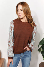 Load image into Gallery viewer, Watching Falling Leaves Foil Printed Sleeve Top in Chestnut
