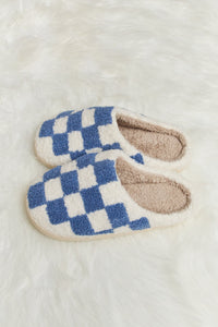 Checkered Print Plush Slide Slippers (multiple color options)