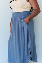 Load image into Gallery viewer, Comfort Princess High Waist Scoop Hem Maxi Skirt in Dusty Blue
